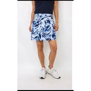 RLX Ralph Lauren Golf Skort M Blue White NEW Tropical Palm Pleated Activewear